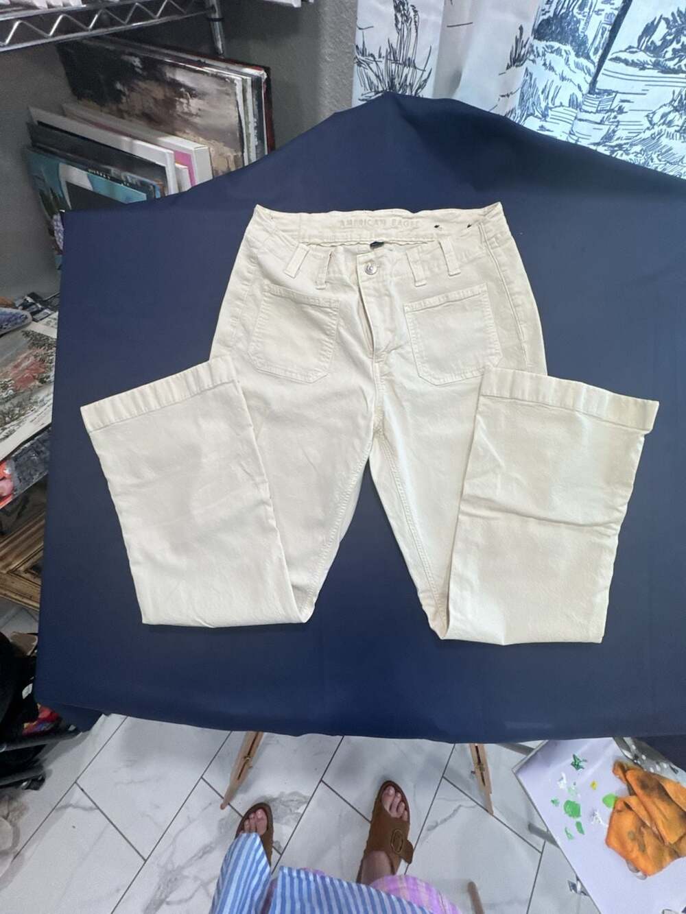 American Eagle Stretch Utility Pocket High-Rise White Pants